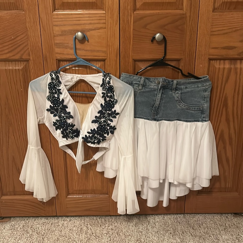 White and Denim Dance Two Piece Set
